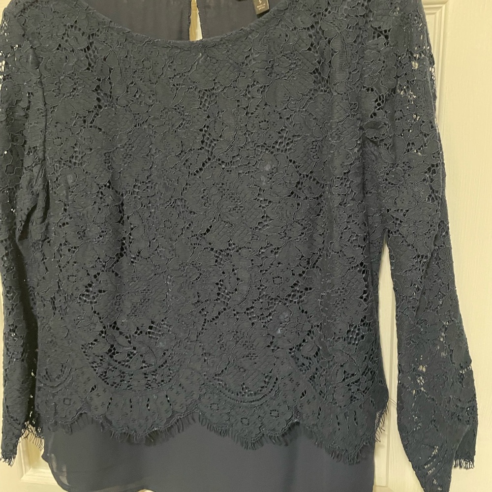 Banana Republic Lace Blouse in Deep Blue